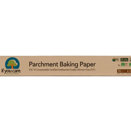 Rol ongebleekt bakpapier van If You Care in kartonnen FSC-verpakking, 19,8 meter lang