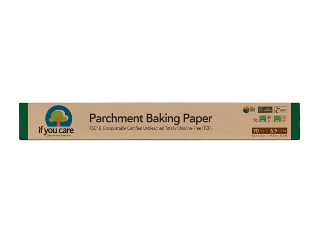 Rol ongebleekt bakpapier van If You Care in kartonnen FSC-verpakking, 19,8 meter lang
