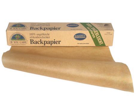 Rol ongebleekt FSC-gecertificeerd bakpapier van If You Care in kartonnen verpakking, geschikt voor oven en composteerbaar gebruik