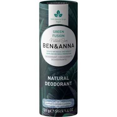 Alttekst afbeelding: Ben & Anna Green Fusion deodorant in papertube – 40 gram, natuurlijke citrusgeur