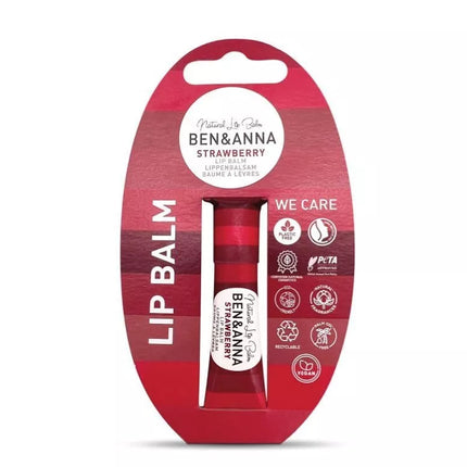 Ben & Anna lippenbalsem Strawberry zonder verpakking - zichtbare balsem in papertube