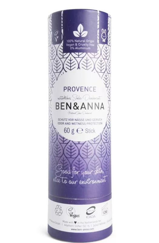 Ben & Anna papertube deodorant Provence – 60 gr – lavendelgeur en plasticvrije verpakking