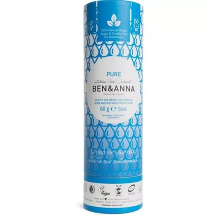 Ben & Anna papertube deodorant Pure – 60 gr – geurvrij en hypoallergeen