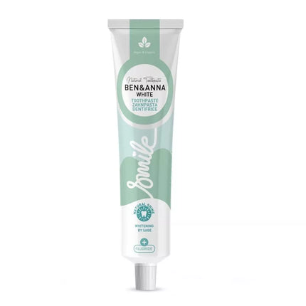 Voorkant van Ben & Anna tandpasta Smile Whitening met fluoride – aluminium tube – 75 ml