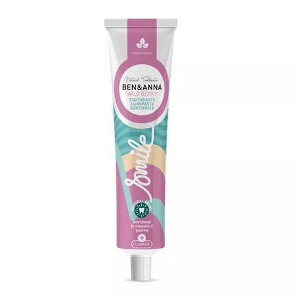 Voorkant van Ben & Anna tandpasta Smile Wildberry met fluoride – aluminium tube – 75 ml