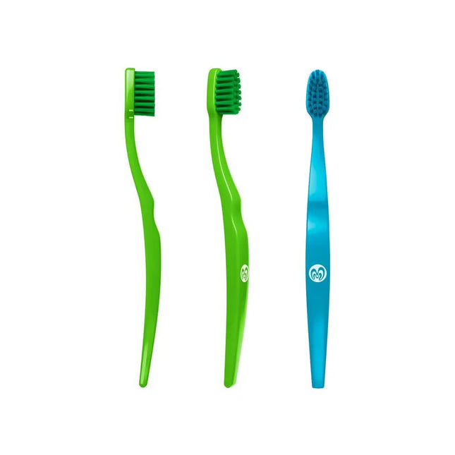 Set van drie BioBrush kindertandenborstels in blauw en groen