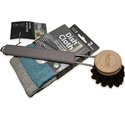 Afwas in stijl – Smart Nature Bundel Bordeaux met FSC-borstel & microvezel