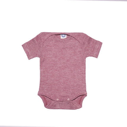 Cosilana romper korte mouw van biologische materialen in uni bordeaux kleur