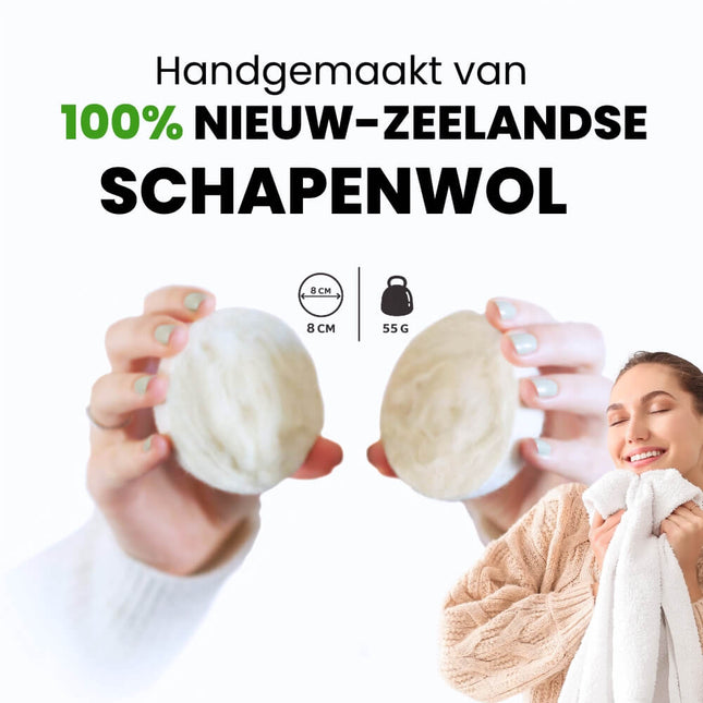 Illustratie met diameter Ø8 cm en gewicht 55 g van Chinchilla XXL droogballen van schapenwol