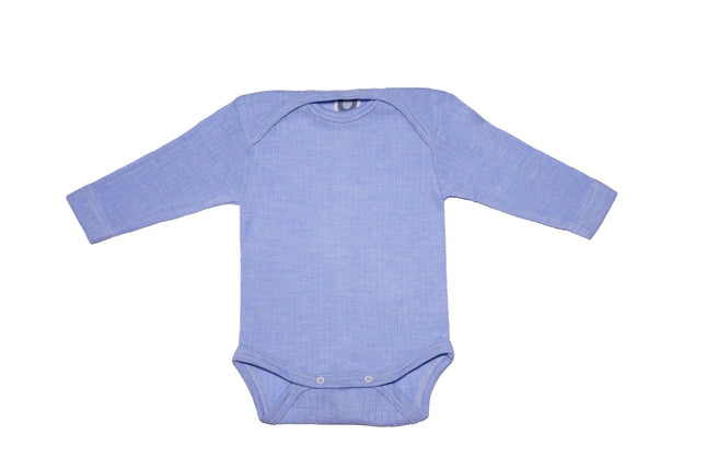 Cosilana romper lange mouw in rustige blauwe kleur – biologische materialen voor een droog en zacht babyhuidje