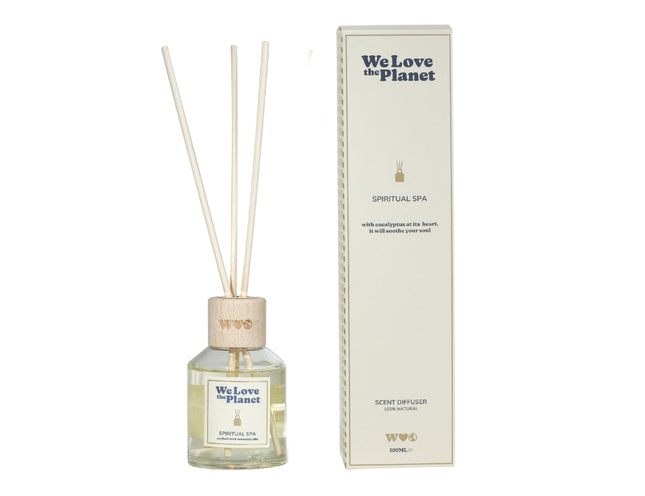 Glazen flesje van diffuser Spiritual Spa met 100ml geurolie van We Love The Planet