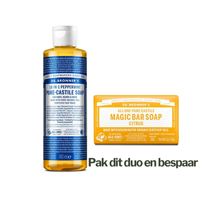 Dr. Bronner’s Dubbeldeal Pepermunt + Citrus Fresh Duo