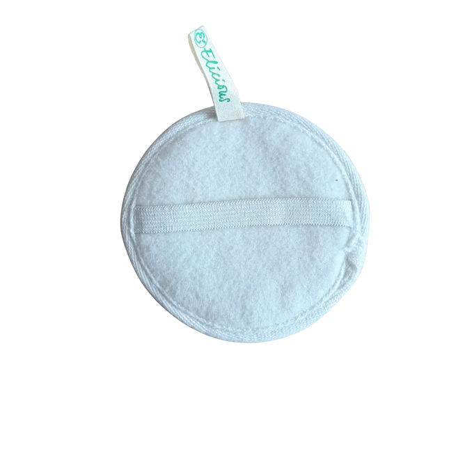 Achterkant van de Elicious loofah gezichtspad met handband