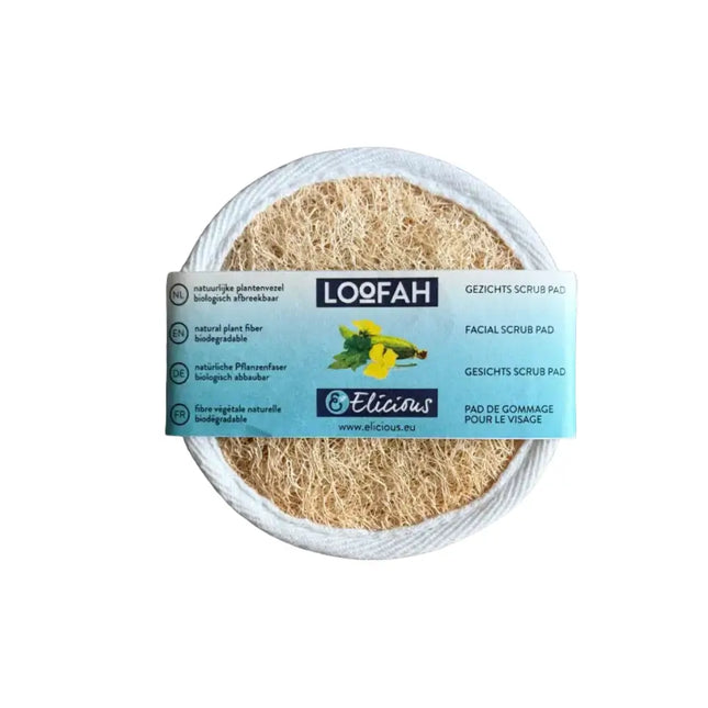 Scrubzijde van de ronde Elicious loofah gezichtspad