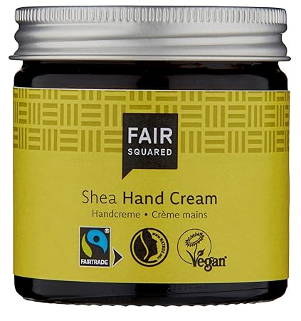 Fair Squared handcrème Shea 50 ml – glazen pot met label en metalen deksel