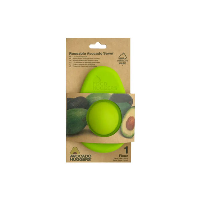 Herbruikbare lichtgroene Avocado Hugger van Food Huggers voor het bewaren van een halve avocado.
