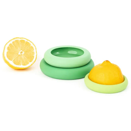 Food Huggers wraps gebruikt op citroen, sinaasappel en tomaat