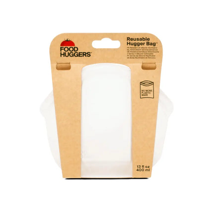 Food Huggers zak gevuld met fruit, open en klaar voor gebruik