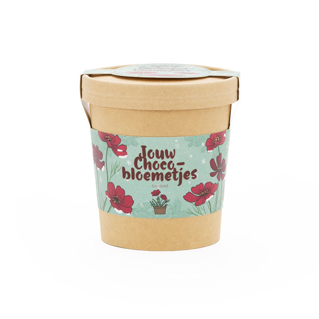 Kweekset Chocoladebloemen in plantbeker met kleurrijke wikkel van Die Stadtgärtner