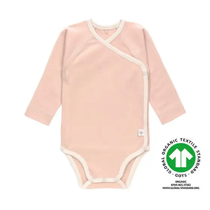 Lässig overslag romper roze met drukknopen GOTS biologisch katoen