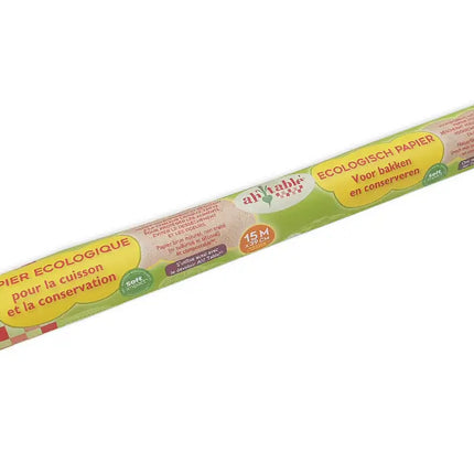 Microporeus bakpapier voor koken en bewaren. Composteerbaar, ademend en vetwerend. Navulling van 15 meter.