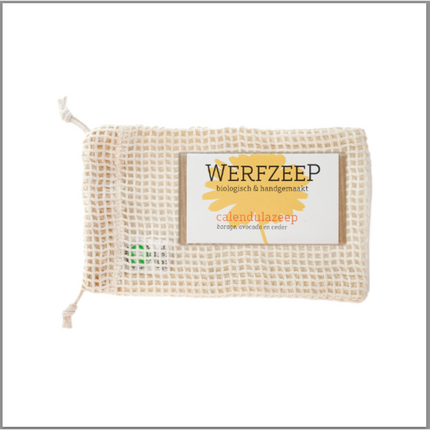 Netzakje XS van biologisch katoen met dubbele sluitkoordjes, naturel