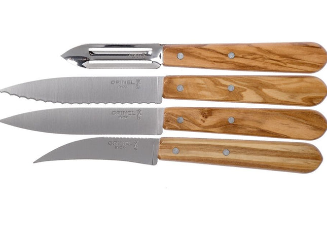 Opinel - keukenmessen set Olijfhout 4st.
