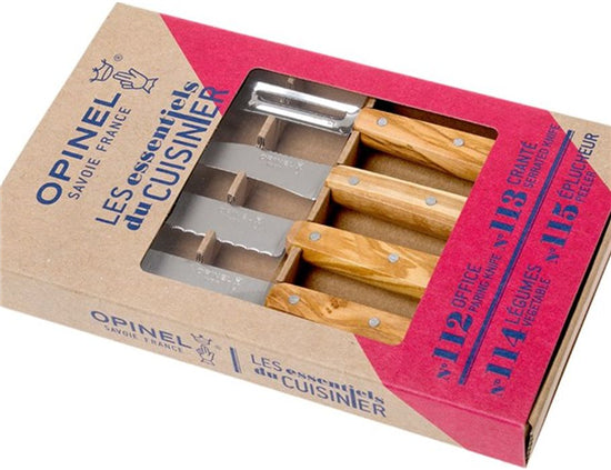 Opinel - keukenmessen set Olijfhout 4st.