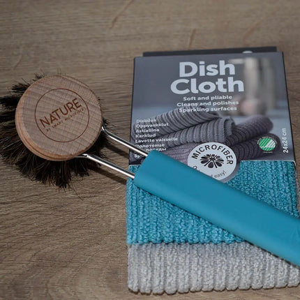 Afwas in stijl – Smart Nature Bundel Bordeaux met FSC-borstel & microvezel