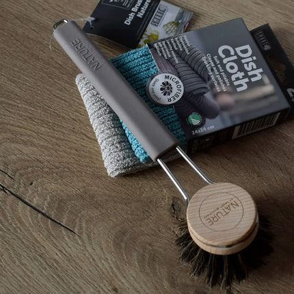 Afwas in stijl – Smart Nature Bundel Bordeaux met FSC-borstel & microvezel