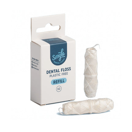 Twee rollen plasticvrije floss met munt – refill van 2 x 30 meter voor herbruikbare dispenser
