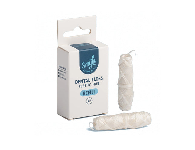 Twee rollen plasticvrije floss met munt – refill van 2 x 30 meter voor herbruikbare dispenser