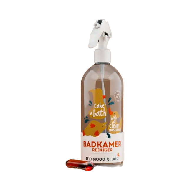 Badkamerreiniger van The Good Brand in hervulbare fles met oplosbare capsule voor kalkaanslag en dagelijkse reiniging