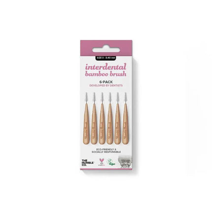 Paarse bamboe interdentale ragers van 0,40 mm, zes stuks