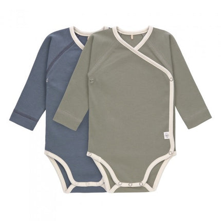 Lässig Romper Set 2‑delig – Biologisch Katoen – Blauw/Olijf – Lange Mouw