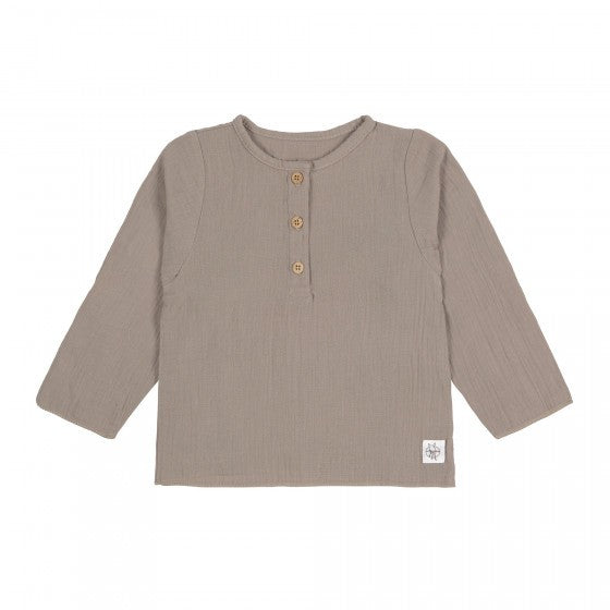 Lässig Muslin T-shirt Lange Mouwen Taupe