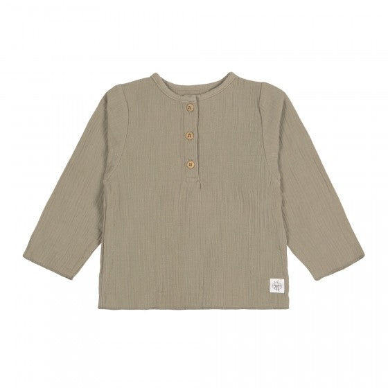 Lässig Muslin T-shirt Lange Mouwen Olive