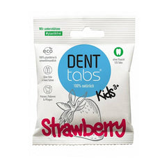 Denttabs Tandpasta Tabletten Kids – aardbeiensmaak, natuurlijke verzorging vanaf 3 jaar, zacht voor melktanden.