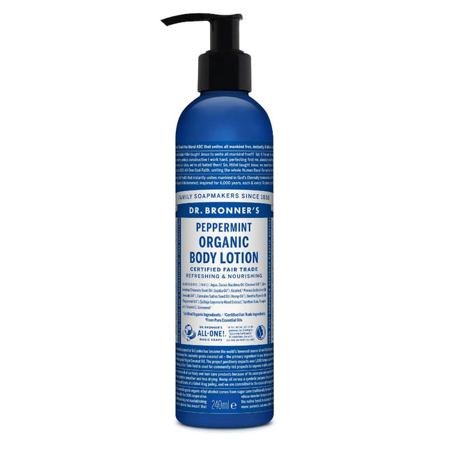 Dr. Bronner’s Bodylotion Pepermunt – biologische verzorging en verkoelende frisheid – 240 ml