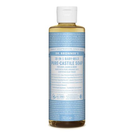 Dr. Bronner's Pure Castile Vloeibare Zeep 240 ml Baby Ongeparfumeerd