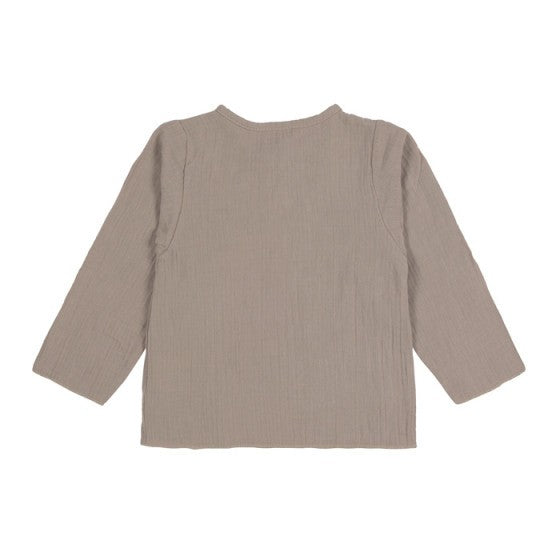 Lässig Muslin T-shirt Lange Mouwen Taupe