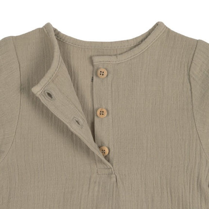 Lässig Muslin T-shirt Lange Mouwen Olive
