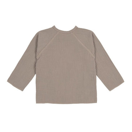 Lässig Muslin Overslag T-shirt Lange Mouwen - Taupe