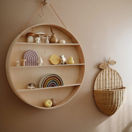 Detail Mushie regenboog stapeltoren Hillside, educatief speelgoed