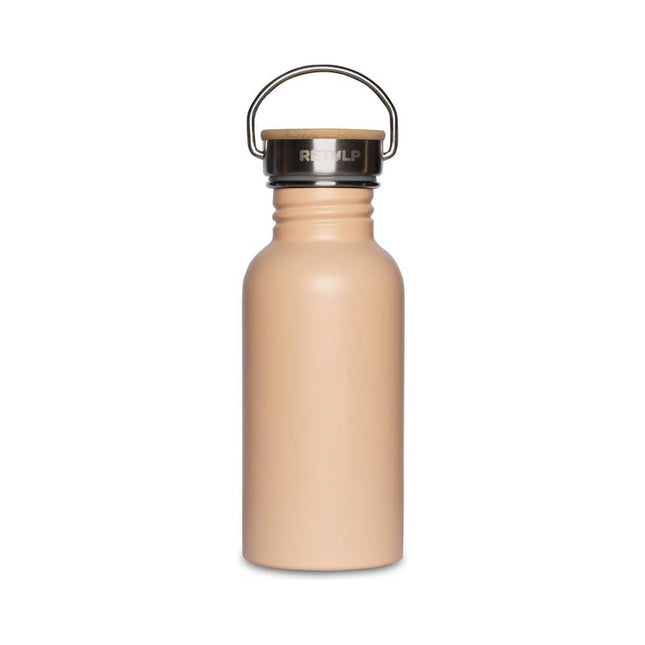 Roze Retulp Urban drinkfles van 500 ml in de kleur Champagne Pink met houten dop en metalen draagbeugel
