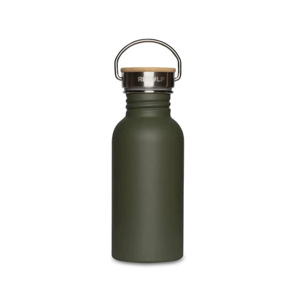 Groene Retulp Urban drinkfles van 500 ml in de kleur Forrest Green met houten dop en metalen draagbeugel