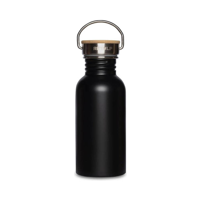 Zwarte Retulp Urban drinkfles van 500 ml met houten dop en metalen draagbeugel