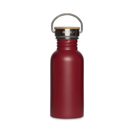 Rode Retulp Urban drinkfles van 500 ml met houten dop en metalen draagbeugel