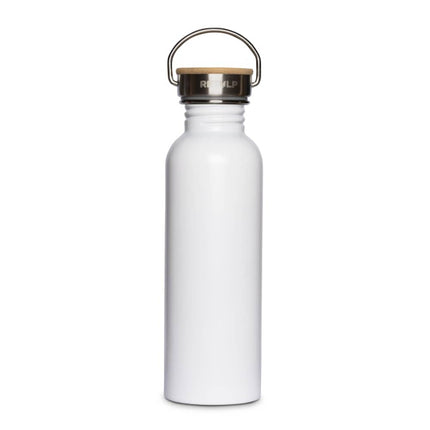 Witte Retulp Urban drinkfles van 750 ml in de kleur Chalk White met houten dop en metalen draagbeugel