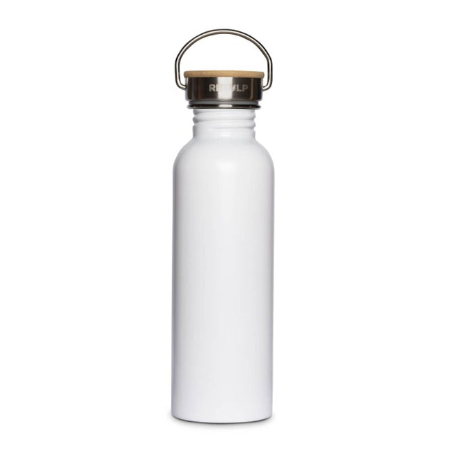 Witte Retulp Urban drinkfles van 750 ml in de kleur Chalk White met houten dop en metalen draagbeugel